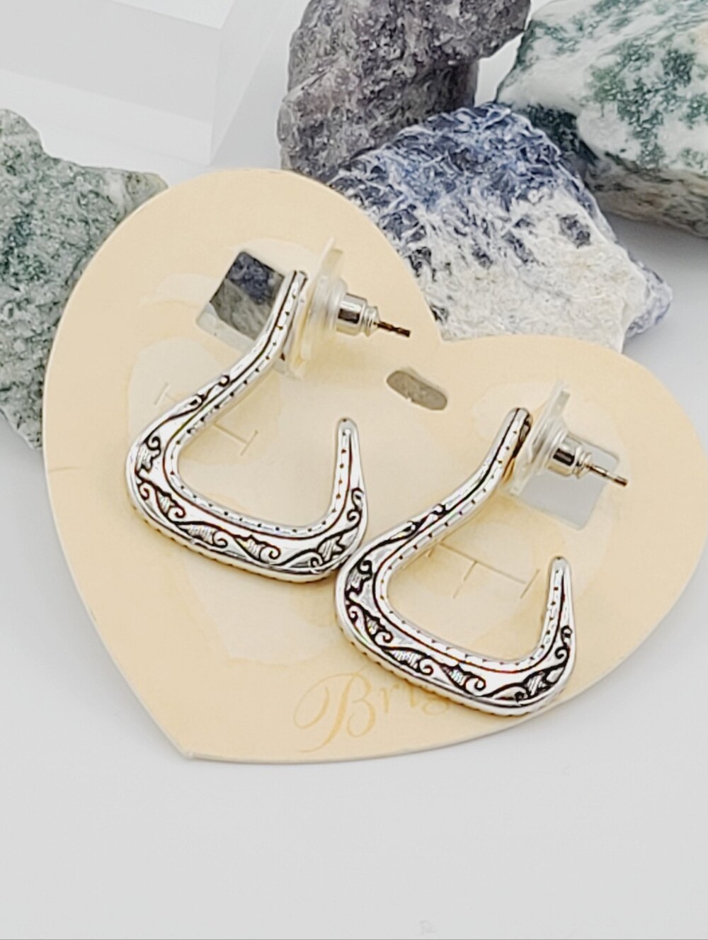 $48 NWTS Brighton "Highland Loop" L-Shaped Hoop Flatback Post Earrings!